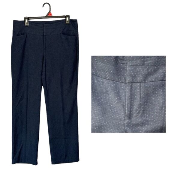 Elle | Navy Blue Women’s Silver Dot Pattern Dress Pants - Picture 1 of 17